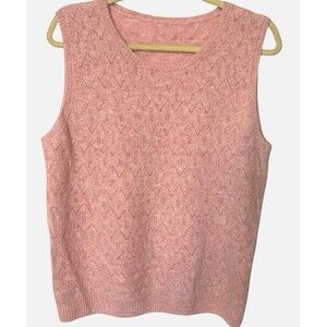 Vest Sweater Womens 100% Wool Pink Knit Soft Lightweight Pullover  Sweater L ?
